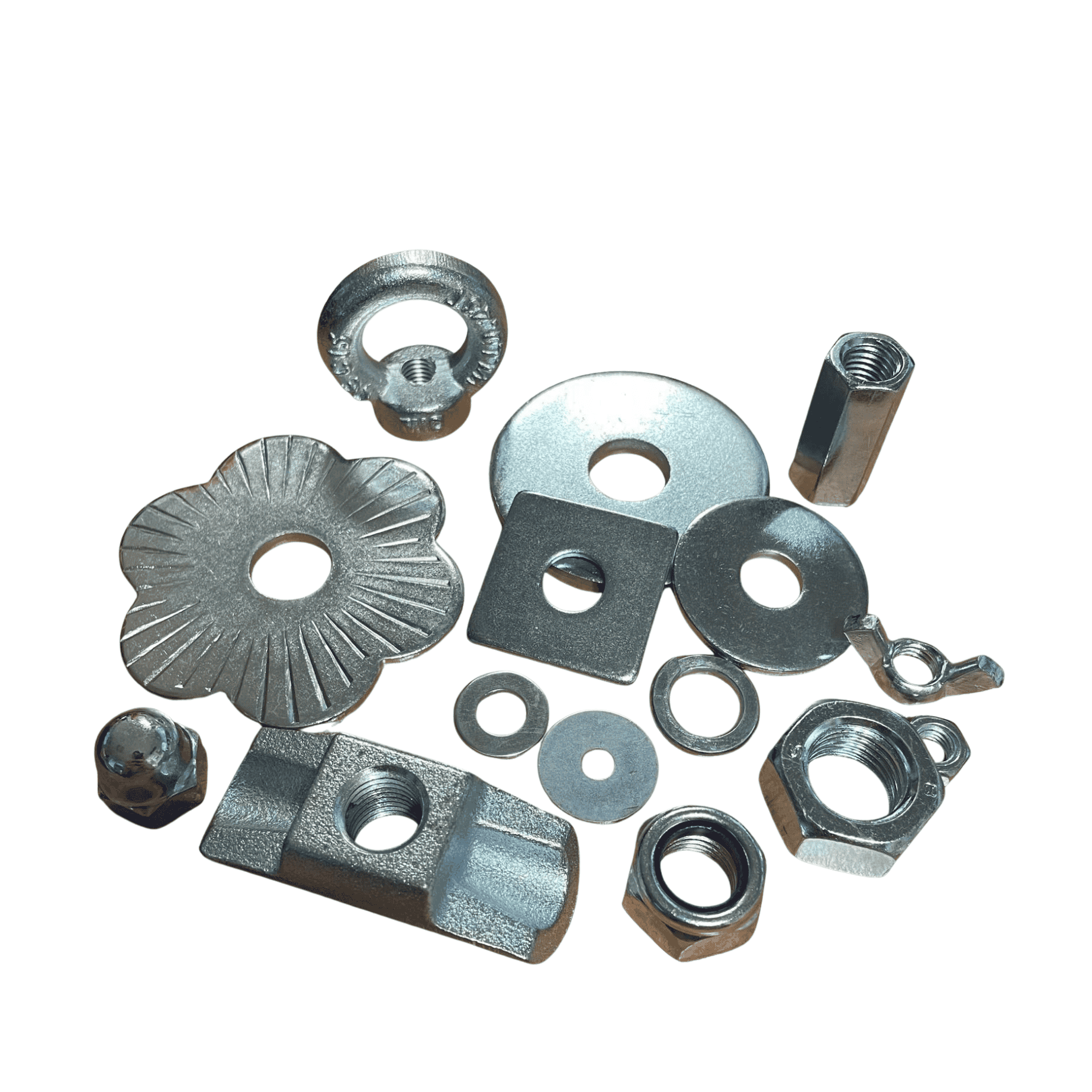 Muttern und Scheiben